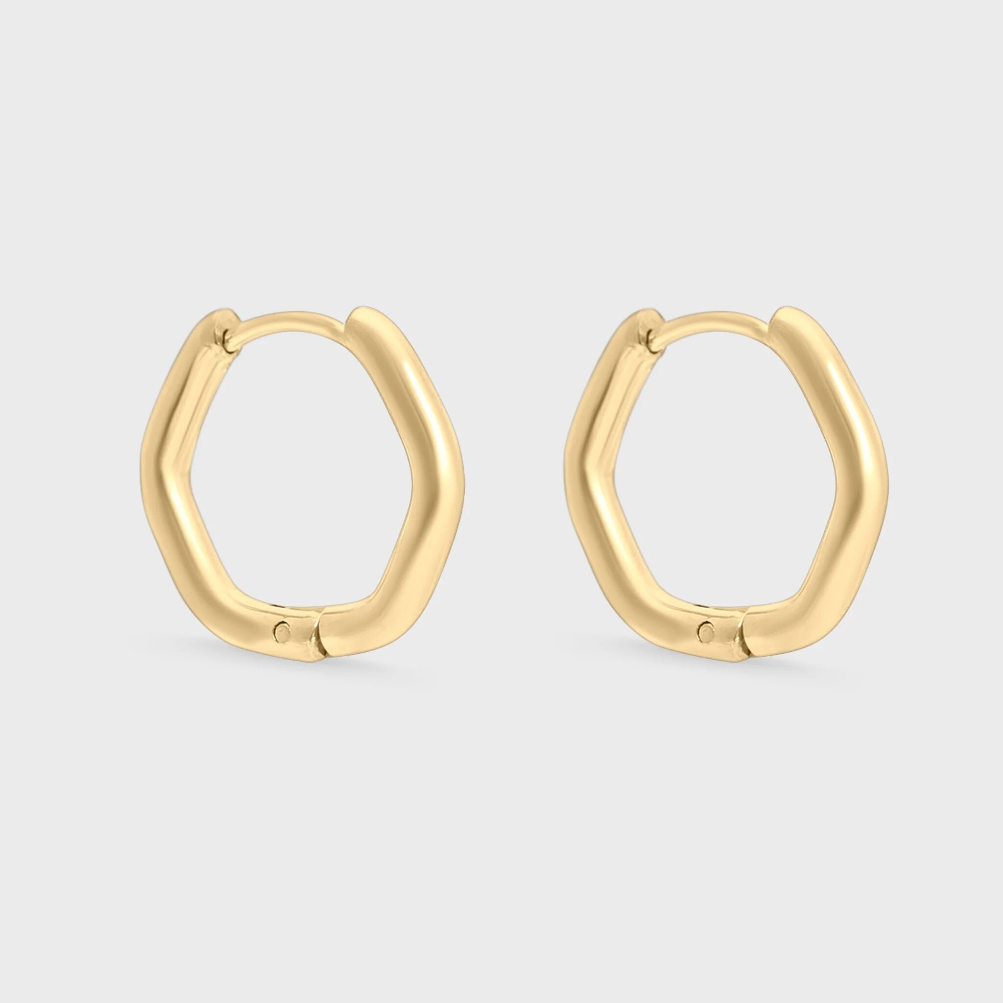 Rounded Geometric Huggie Hoop Earrings- gold main 