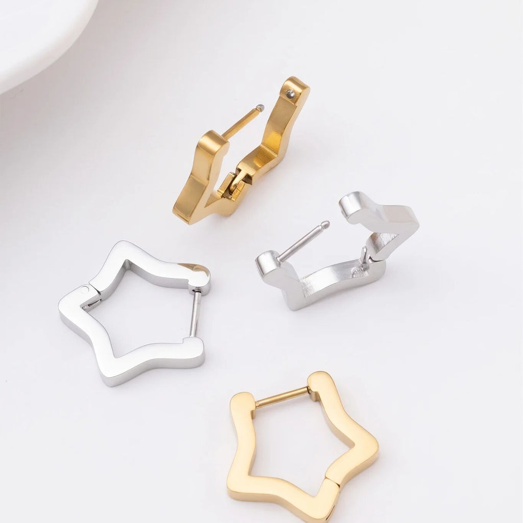 Born To Be A Star Huggie Earrings-gold and silver studio 