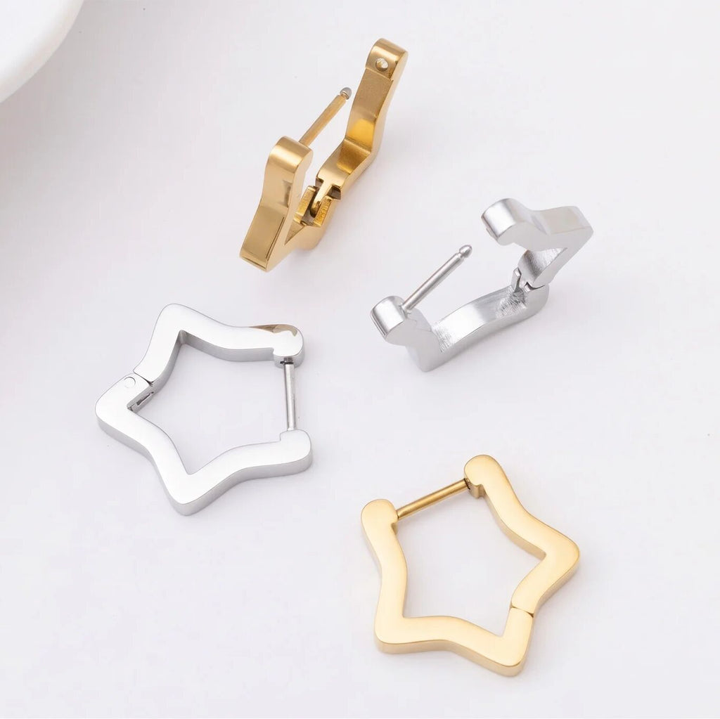 Born To Be A Star Huggie Earrings silver and gold studio 