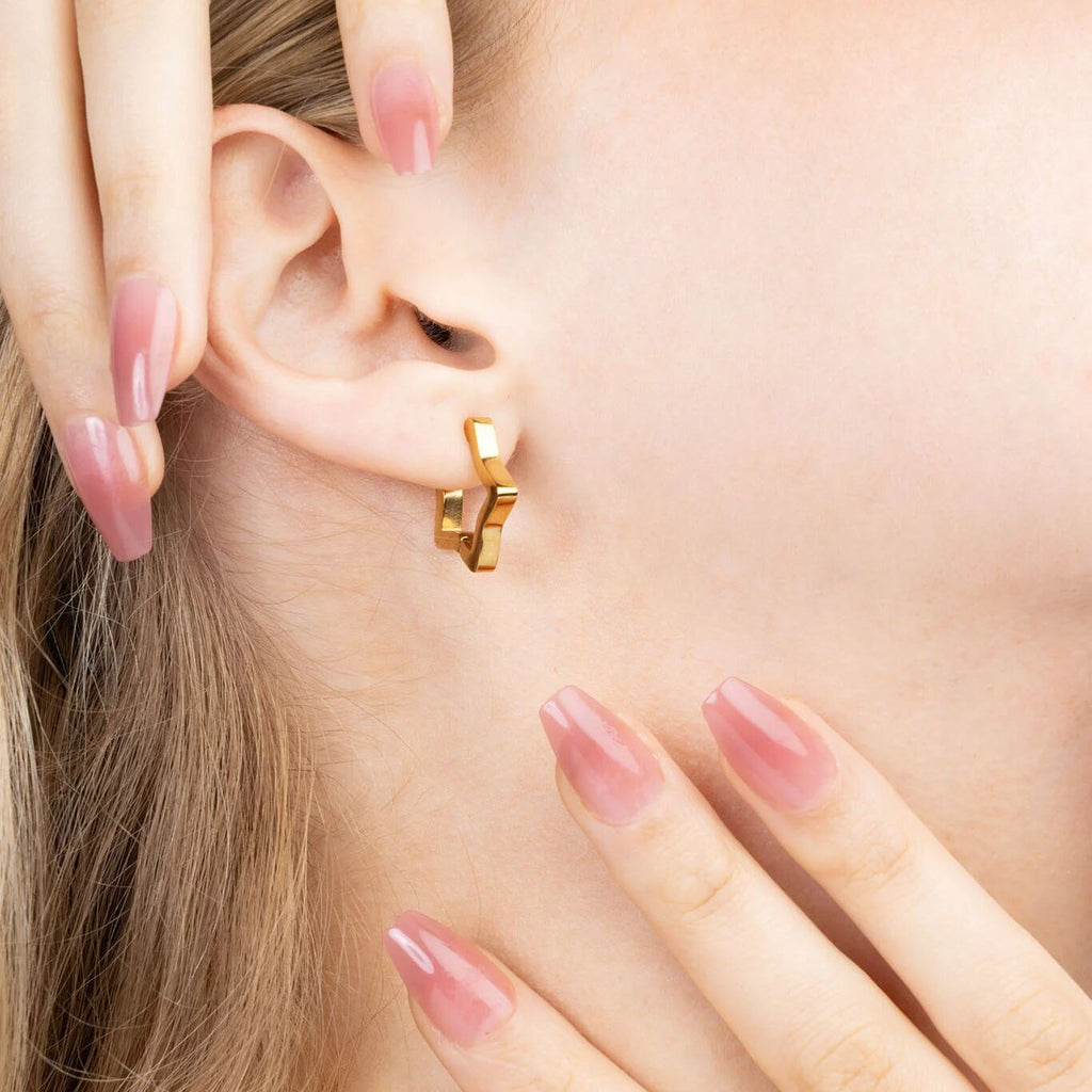 Born To Be A Star Huggie Earrings-gold model 