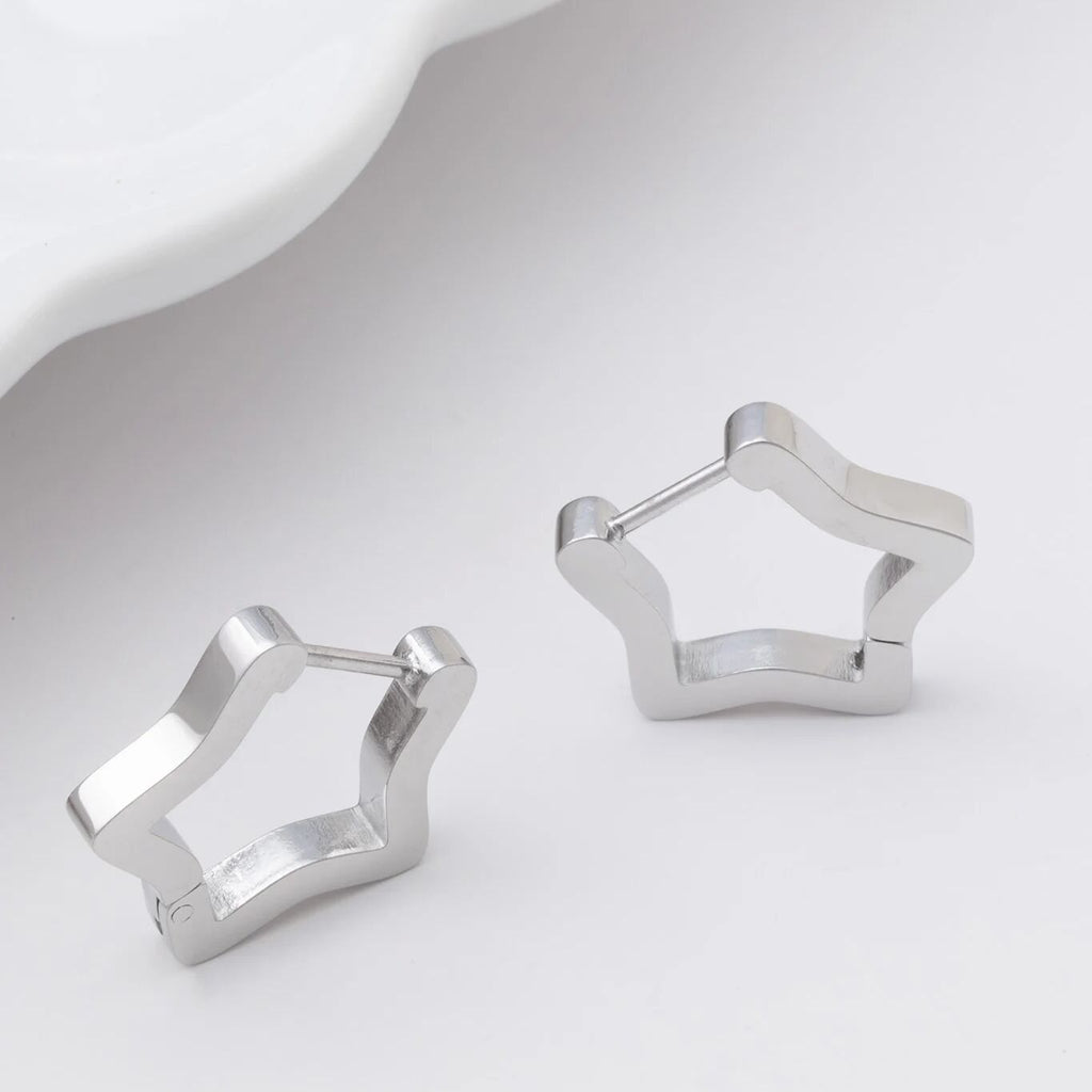 Born To Be A Star Huggie Earrings-silver studio 