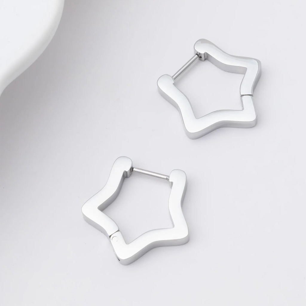 Born To Be A Star Huggie Earrings- silver studio 