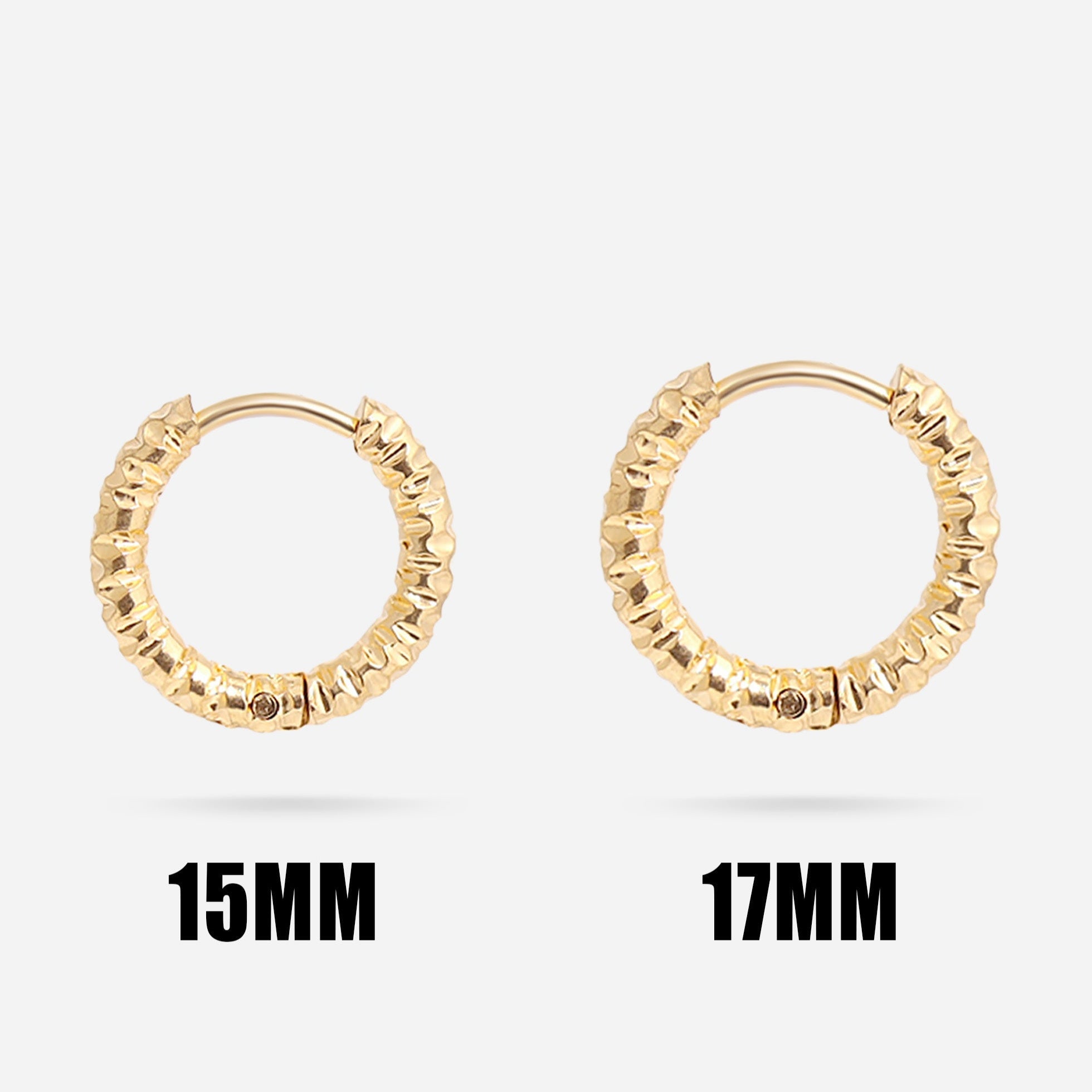 Textured Huggie Hoop Earrings- scale shot 