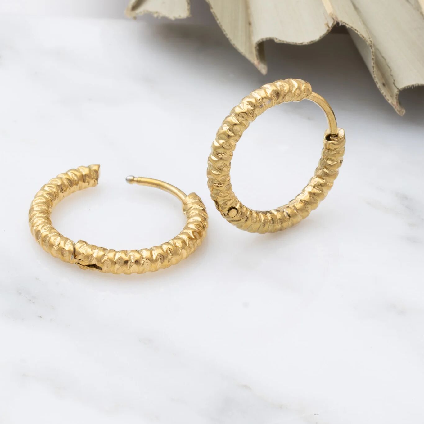 Textured Huggie Hoop Earrings-gold studio 