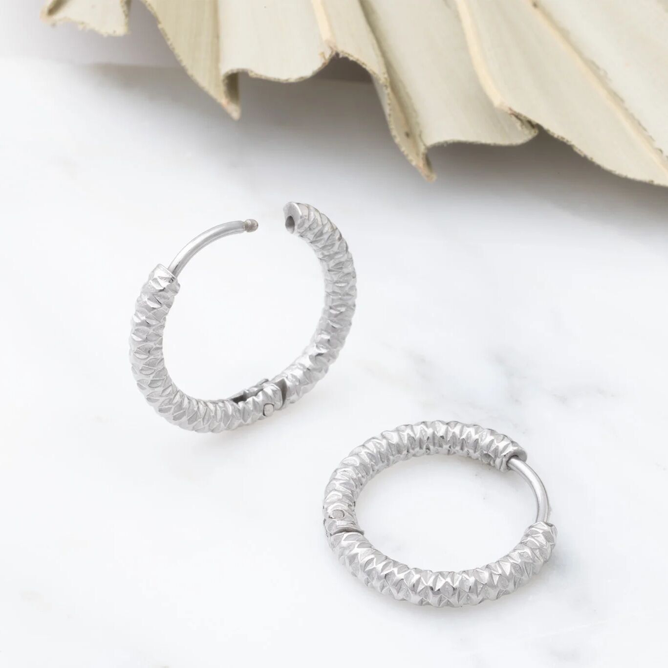 Textured Huggie Hoop Earrings-silver studio 