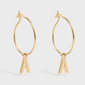 Mini Hoop Initial Earrings #color_Gold