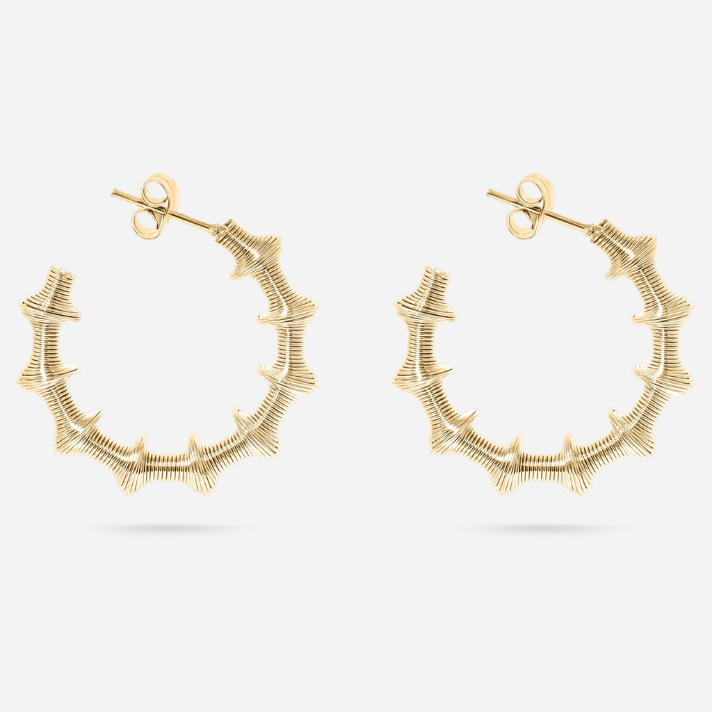 "Bamboo" Textured Circle Hoop Earrings