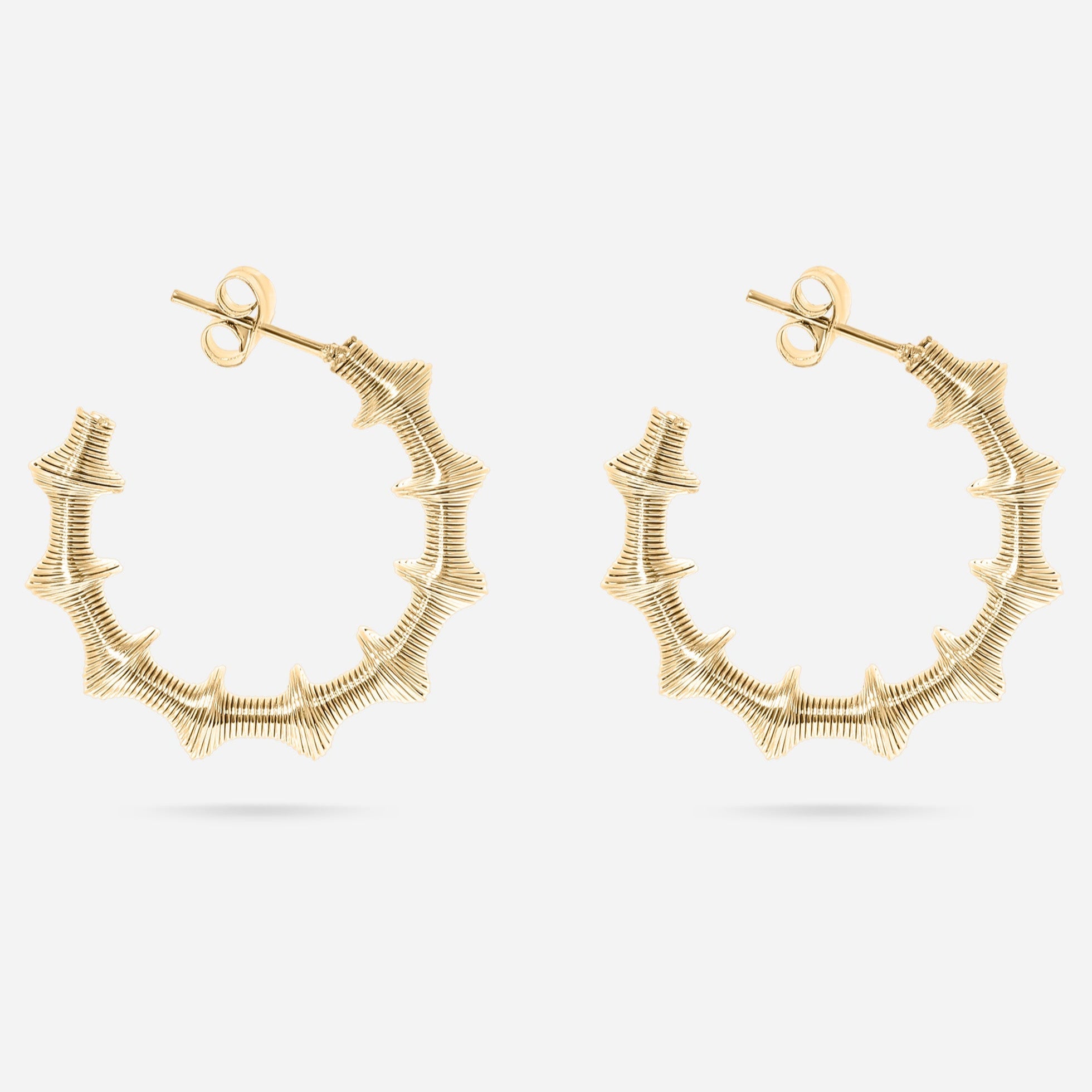 "Bamboo" Textured Circle Hoop Earrings