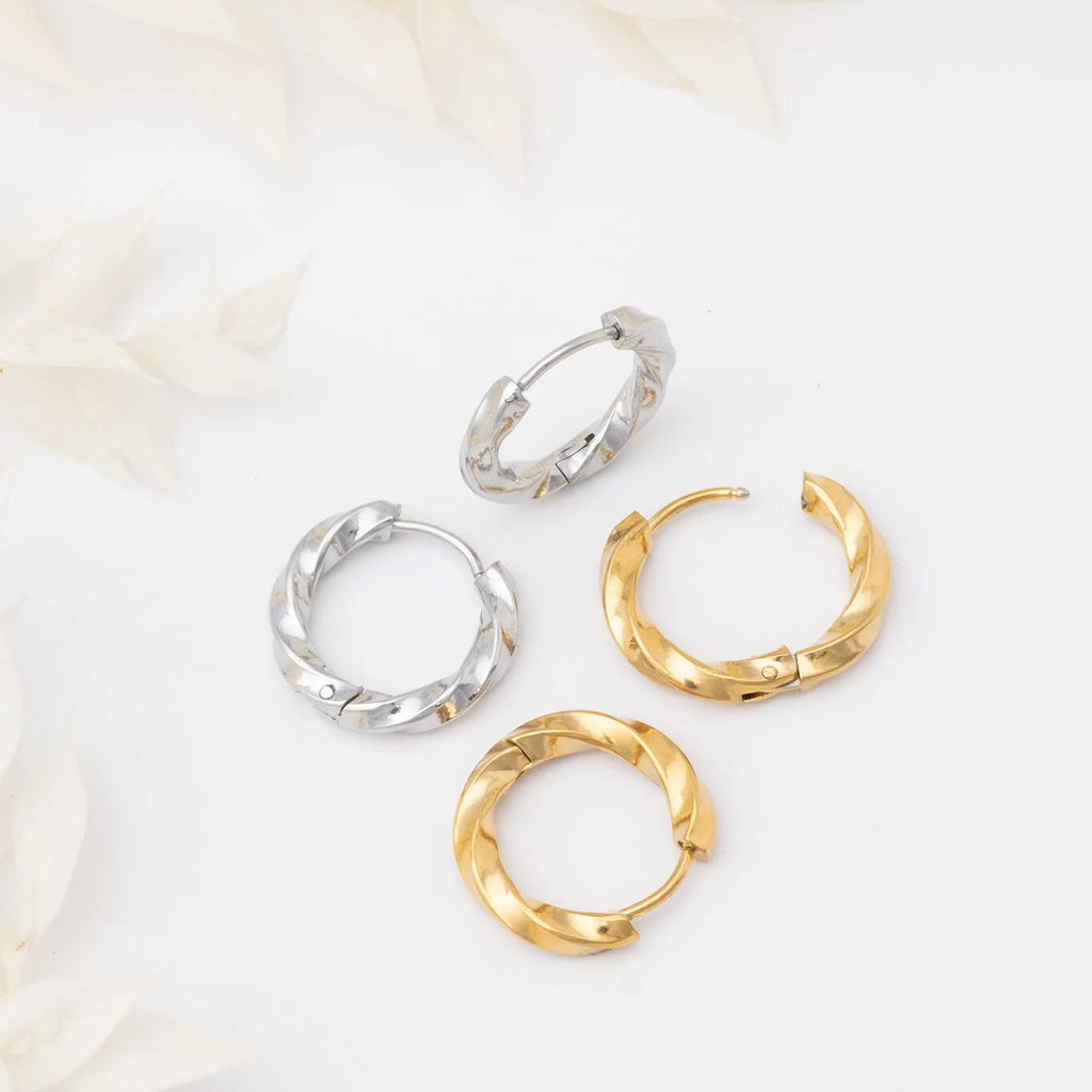 Twisted Hoop Earrings- gold and silver studio 