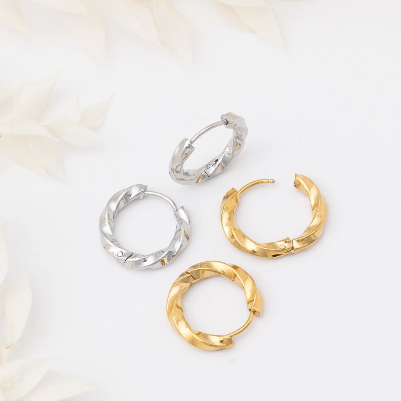 Twisted Hoop Earrings- gold and silver studio 