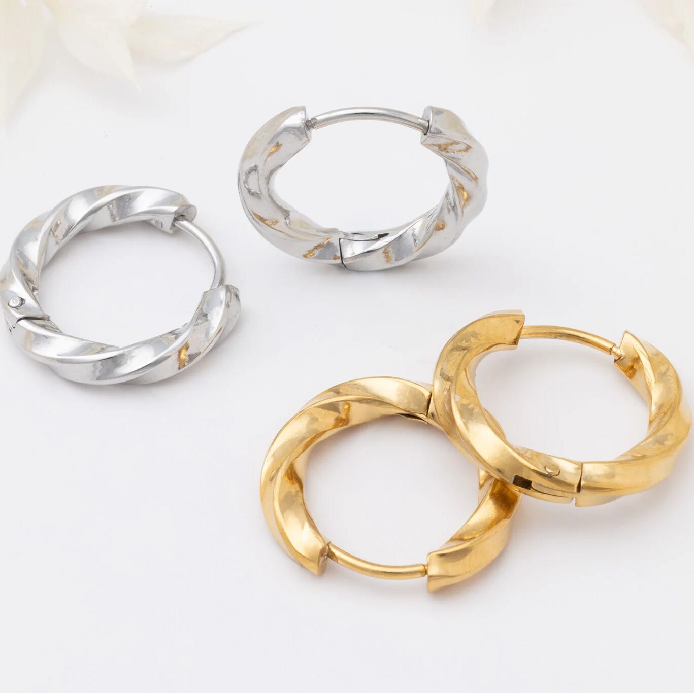 Twisted Hoop Earrings- gold and silver studio 