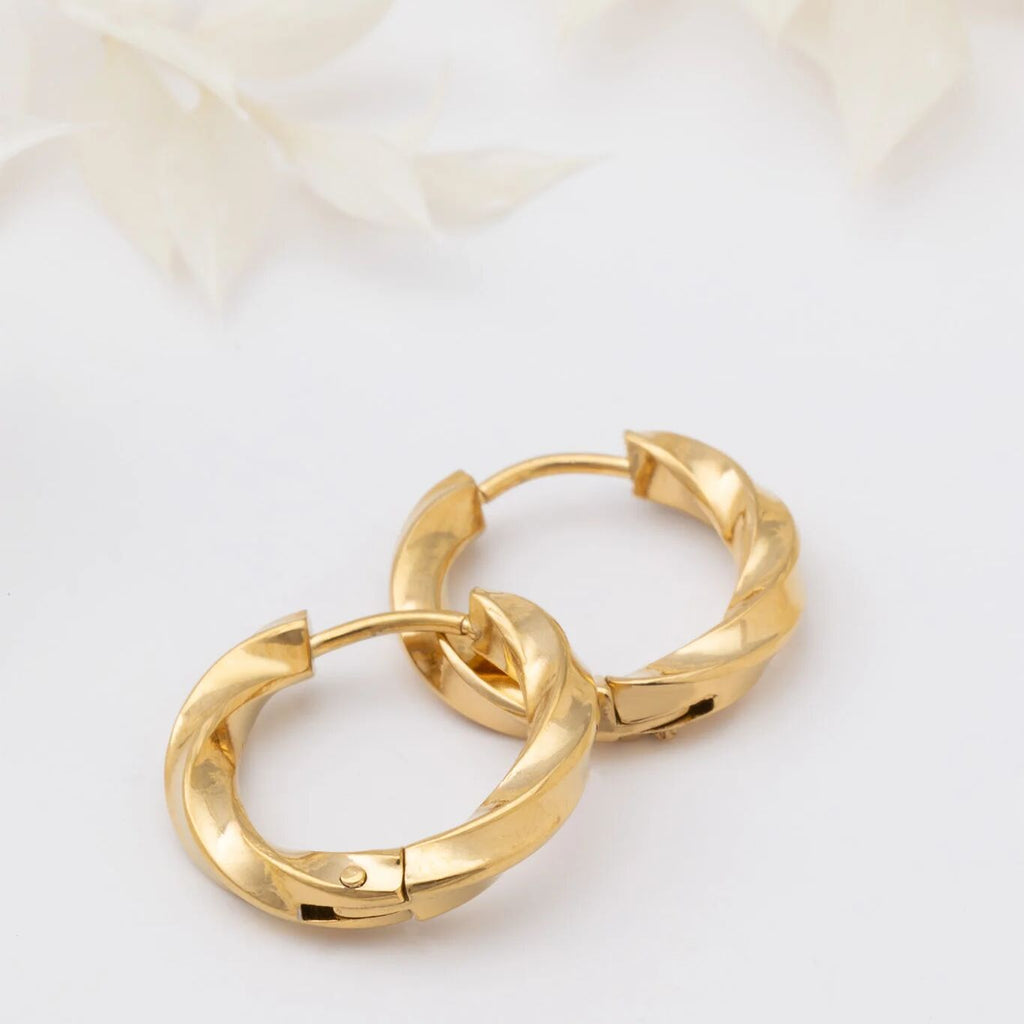 Twisted Hoop Earrings- studio gold 
