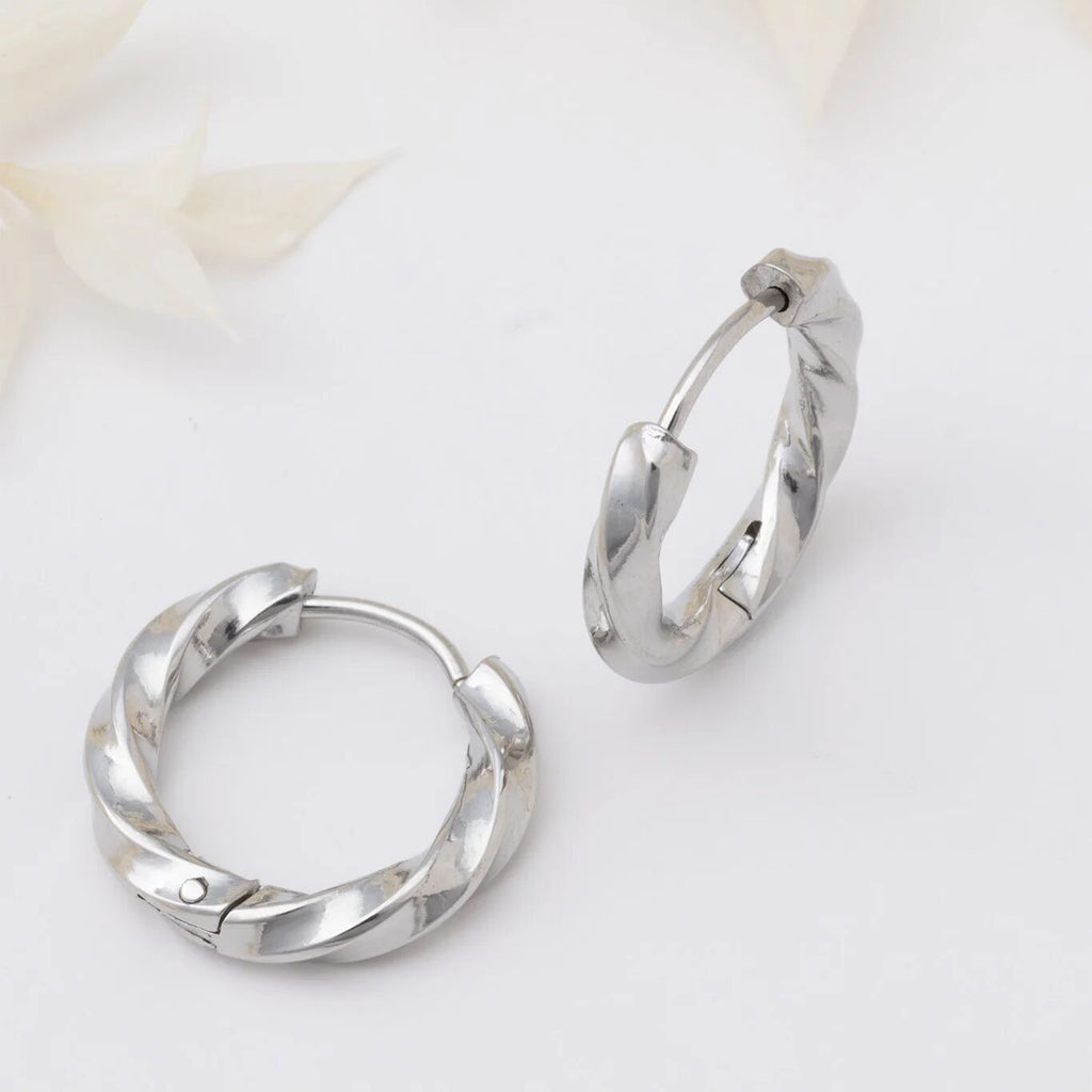 Twisted Hoop Earrings- silver studio 