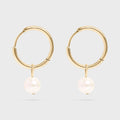 Pearl Charm Huggie Earrings- gold main