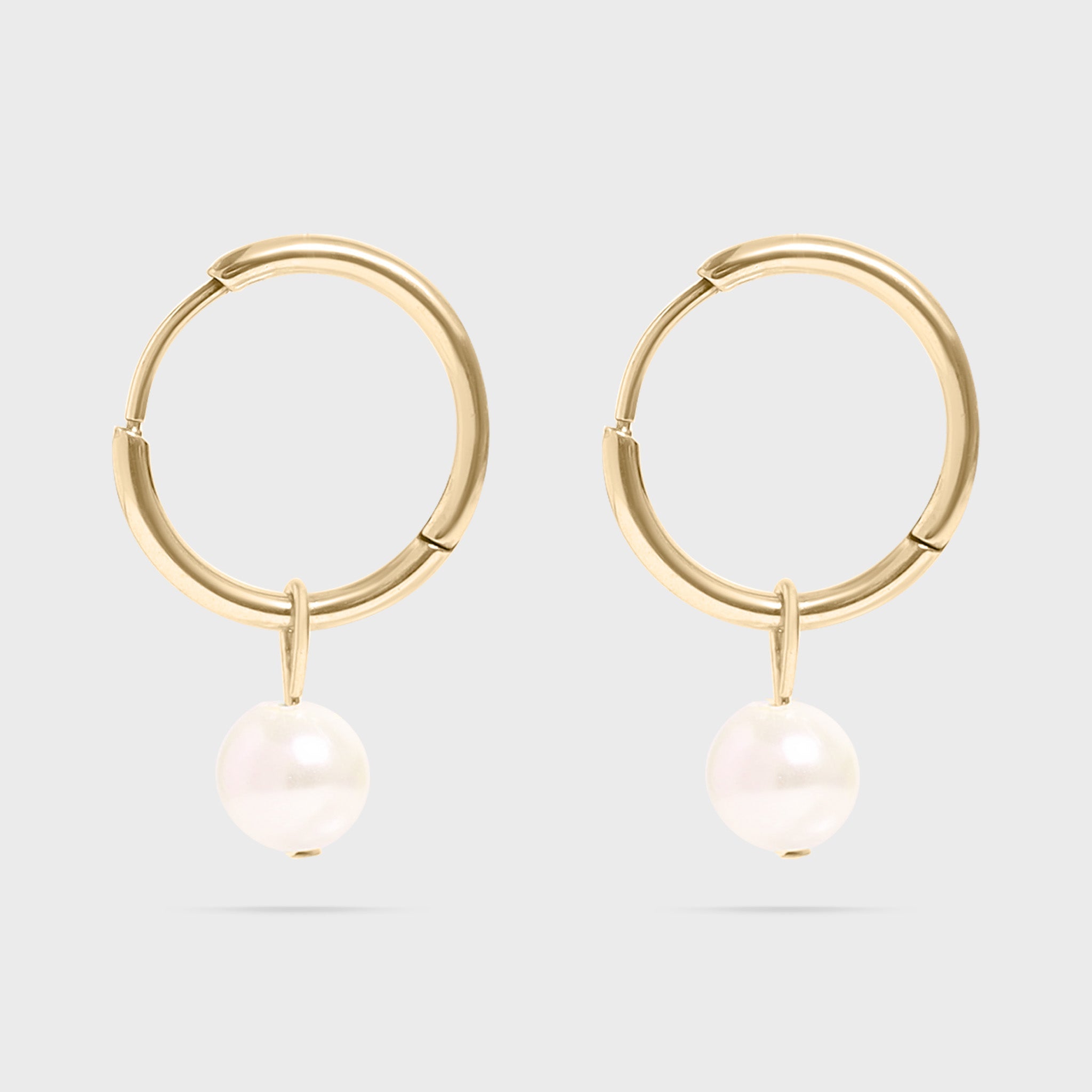 Pearl Charm Huggie Earrings- gold main