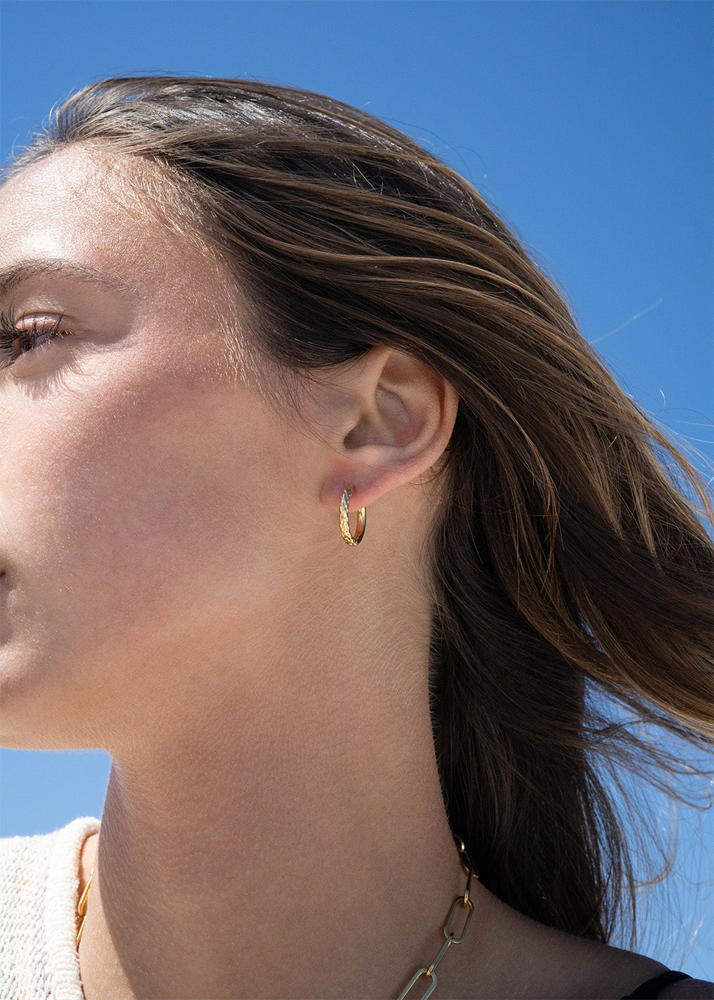 Half Textured Huggie Hoop Earrings