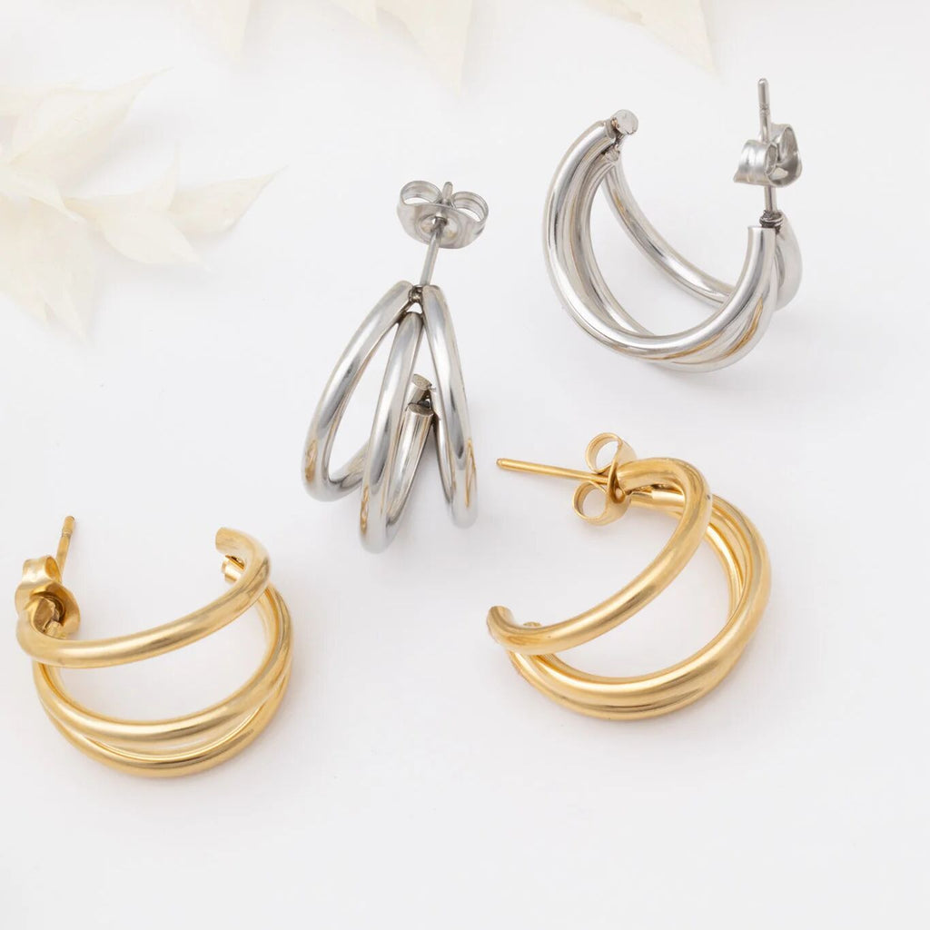 Make a Statement Huggie Hoop Earrings-gold and silver studio 