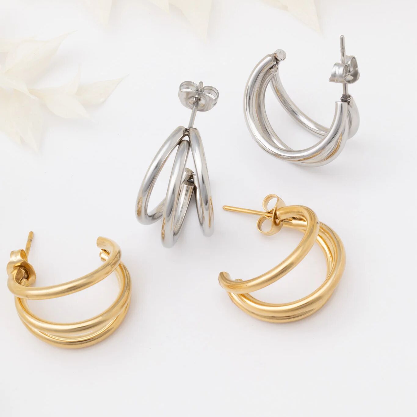 Make a Statement Huggie Hoop Earrings-gold and silver studio 
