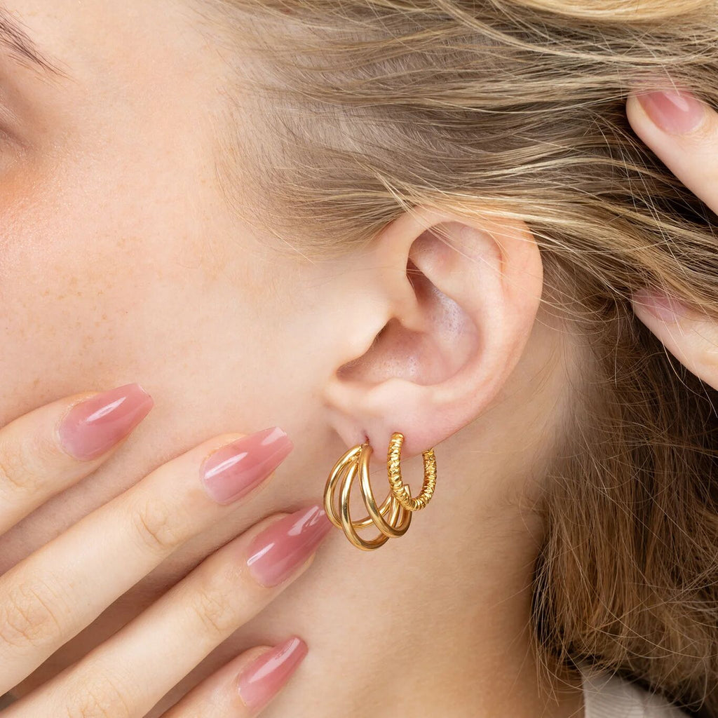 Make a Statement Huggie Hoop Earrings-gold model 