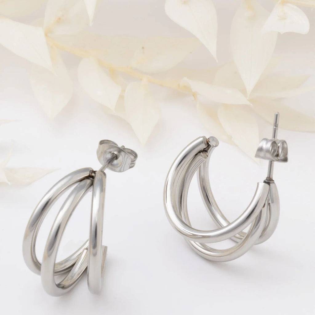 Make a Statement Huggie Hoop Earrings-silver studio 