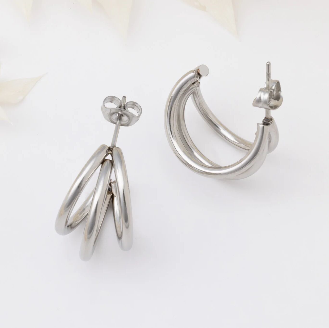 Make a Statement Huggie Hoop Earrings-silver studio 