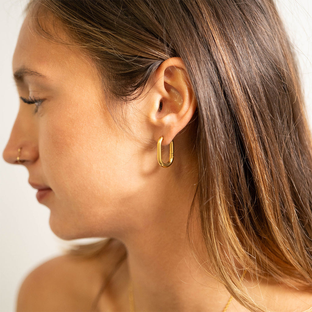 Oval Huggie Hoop Earrings