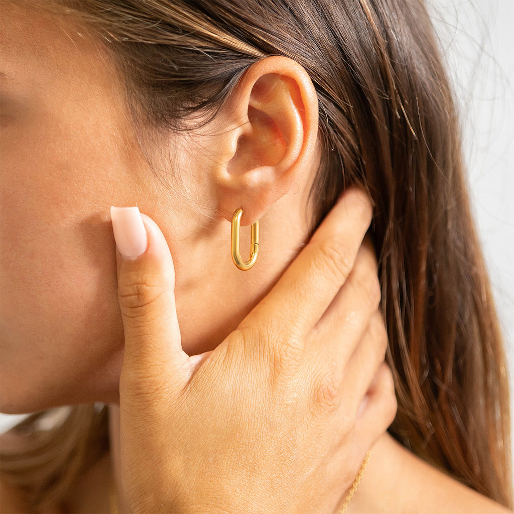 Oval Huggie Hoop Earrings