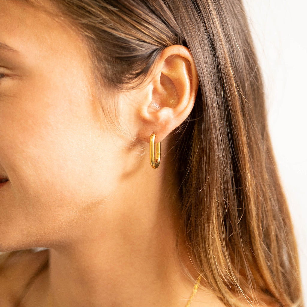 Oval Huggie Hoop Earrings
