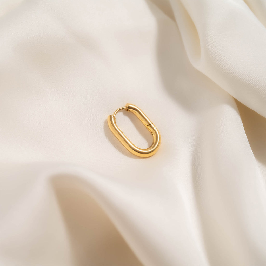 Oval Huggie Hoop Earrings