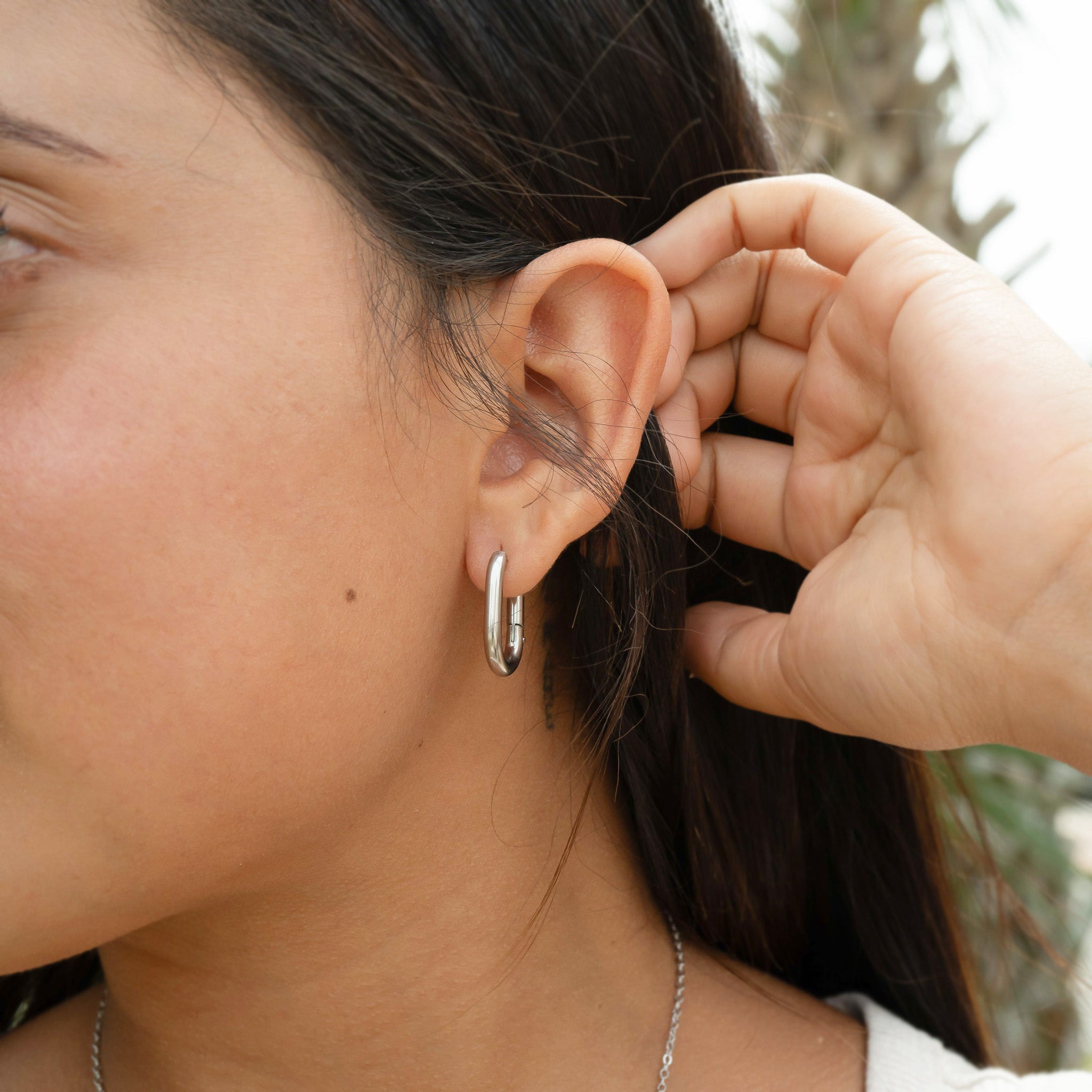 Oval Huggie Hoop Earrings