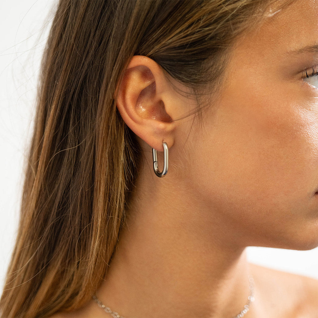 Oval Huggie Hoop Earrings