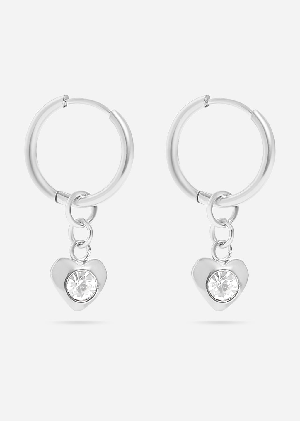 Heart Pendant Huggie Hoop Earrings