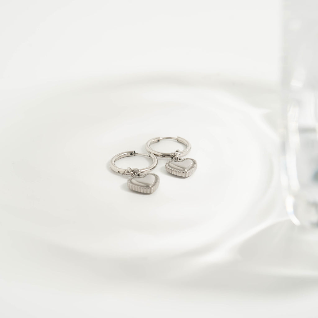 Classic Heart Huggie Charm Earrings