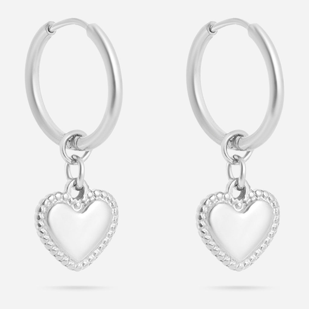 Classic Heart Huggie Charm Earrings
