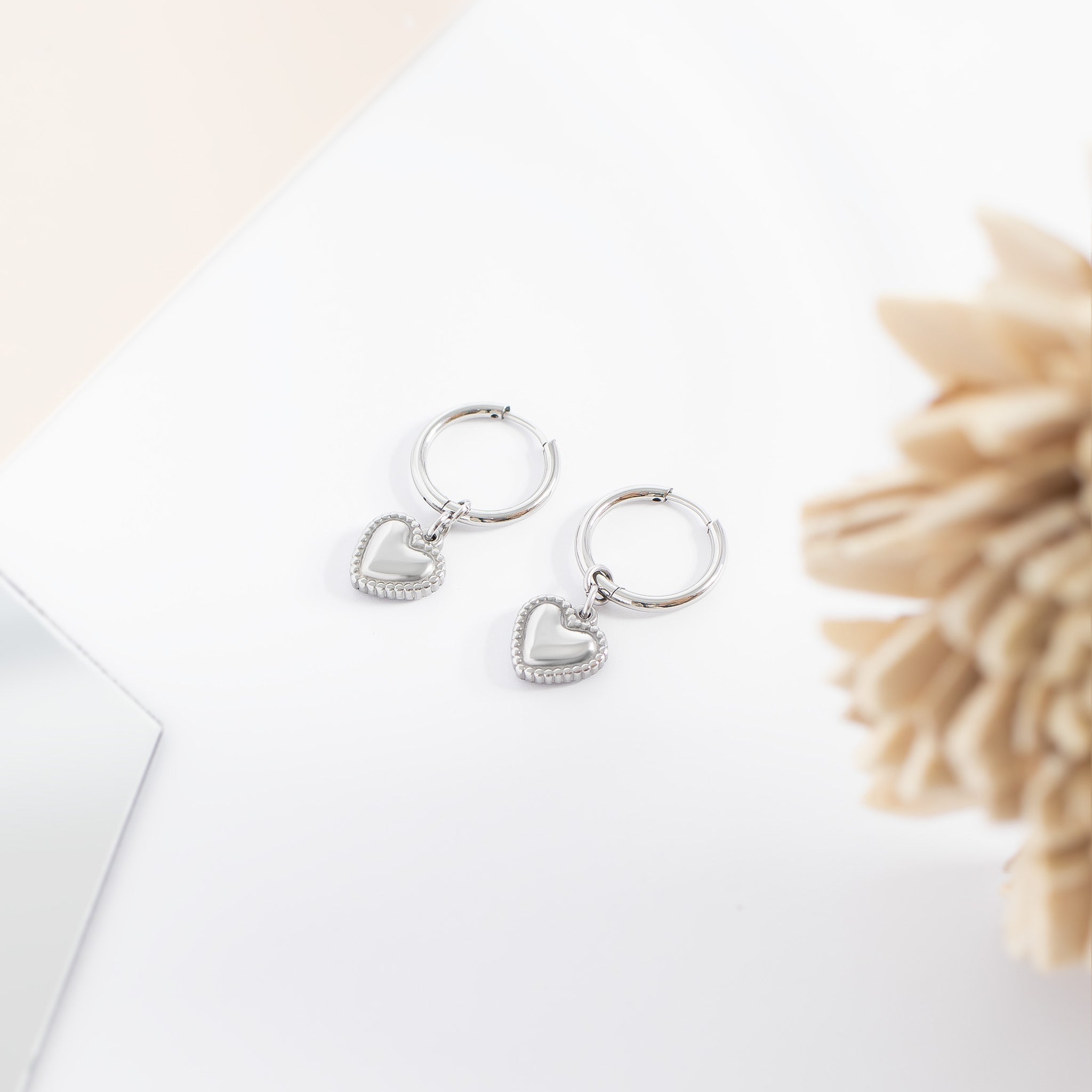 Classic Heart Huggie Charm Earrings
