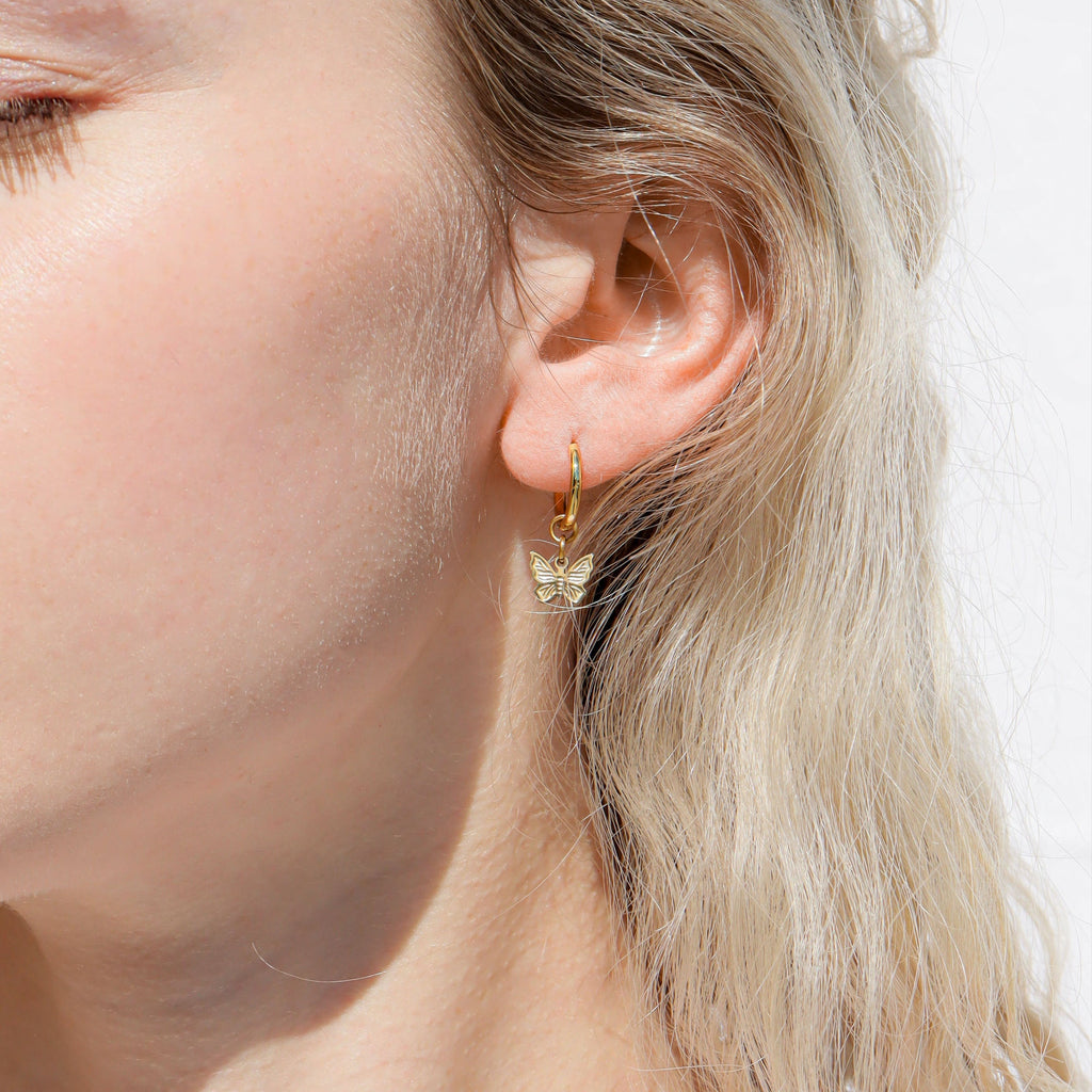 Butterfly Huggie Charm Earrings