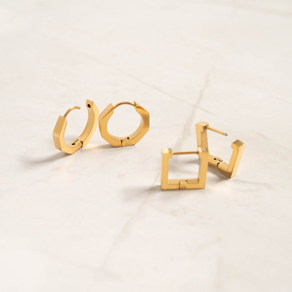 Geometric Huggie Hoop Earrings
