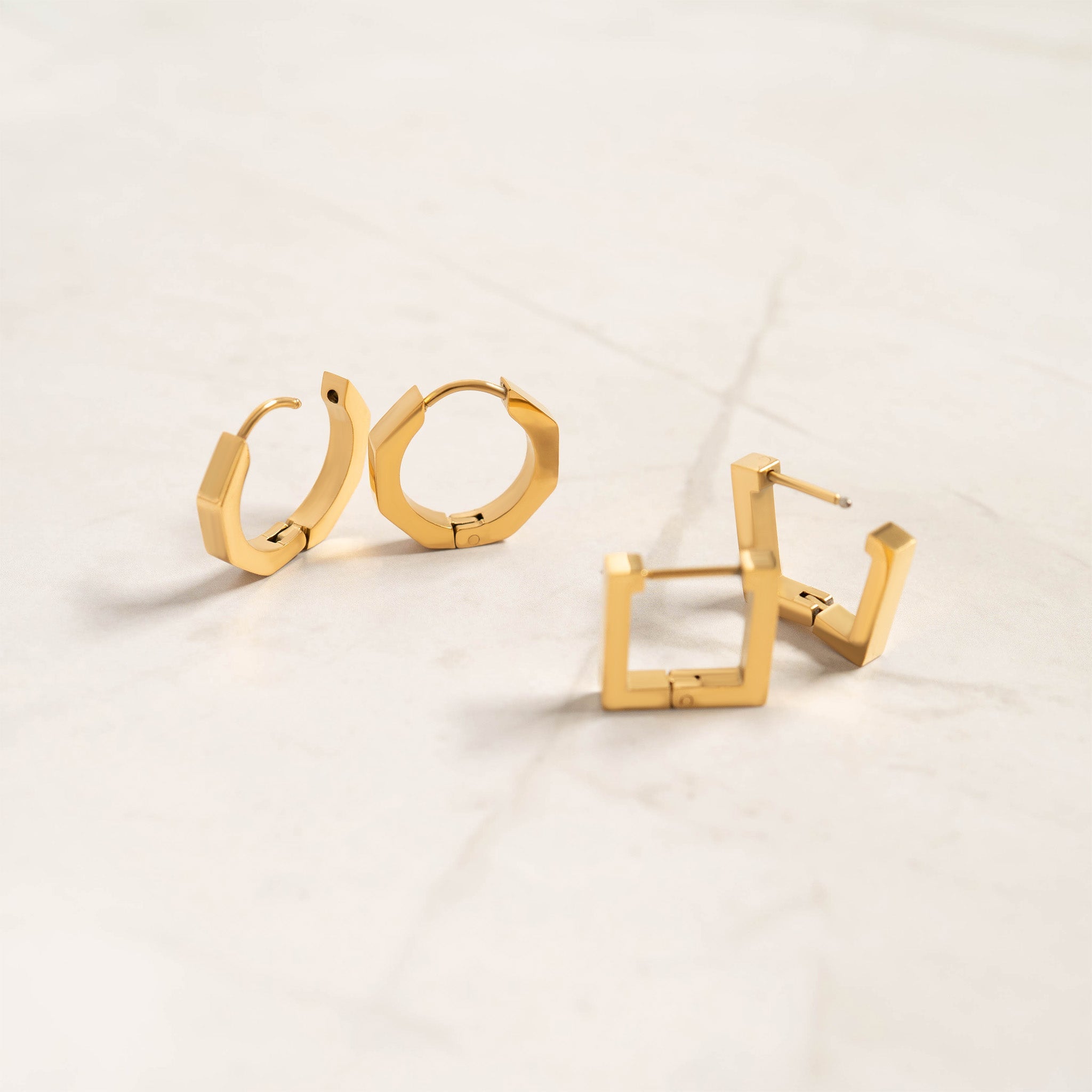 Geometric Huggie Hoop Earrings