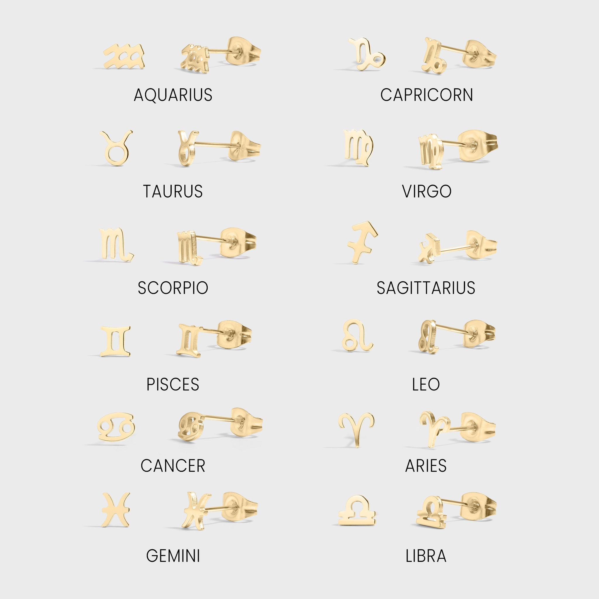 Zodiac Stud Earrings