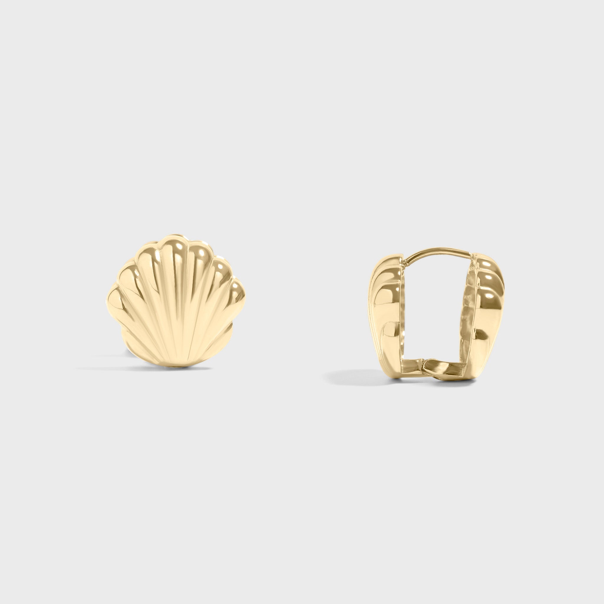 Shell Huggie Earrings- gold main