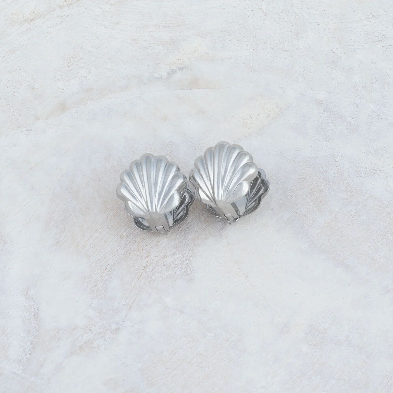 Shell Huggie Earrings- silver studio