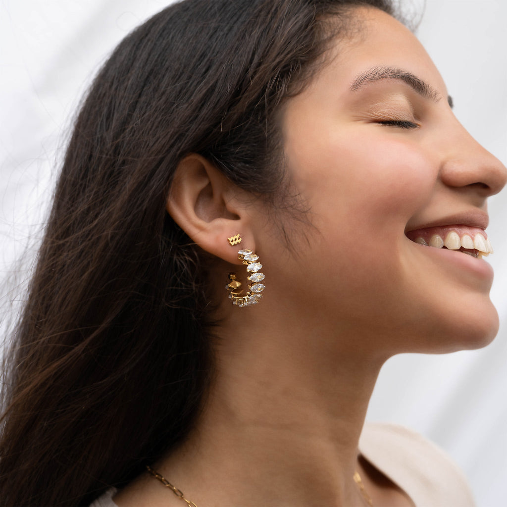 Marquis Stone Hoop Earrings