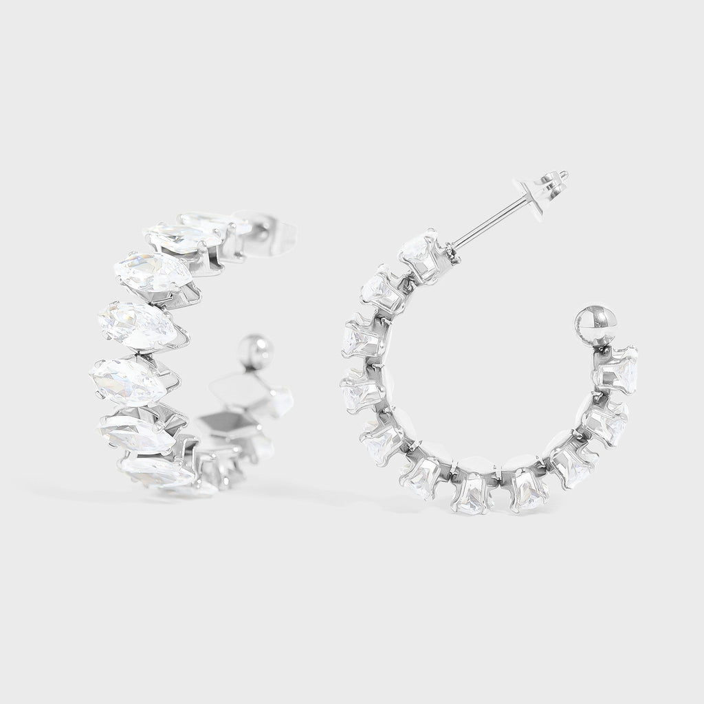Marquis Stone Hoop Earrings