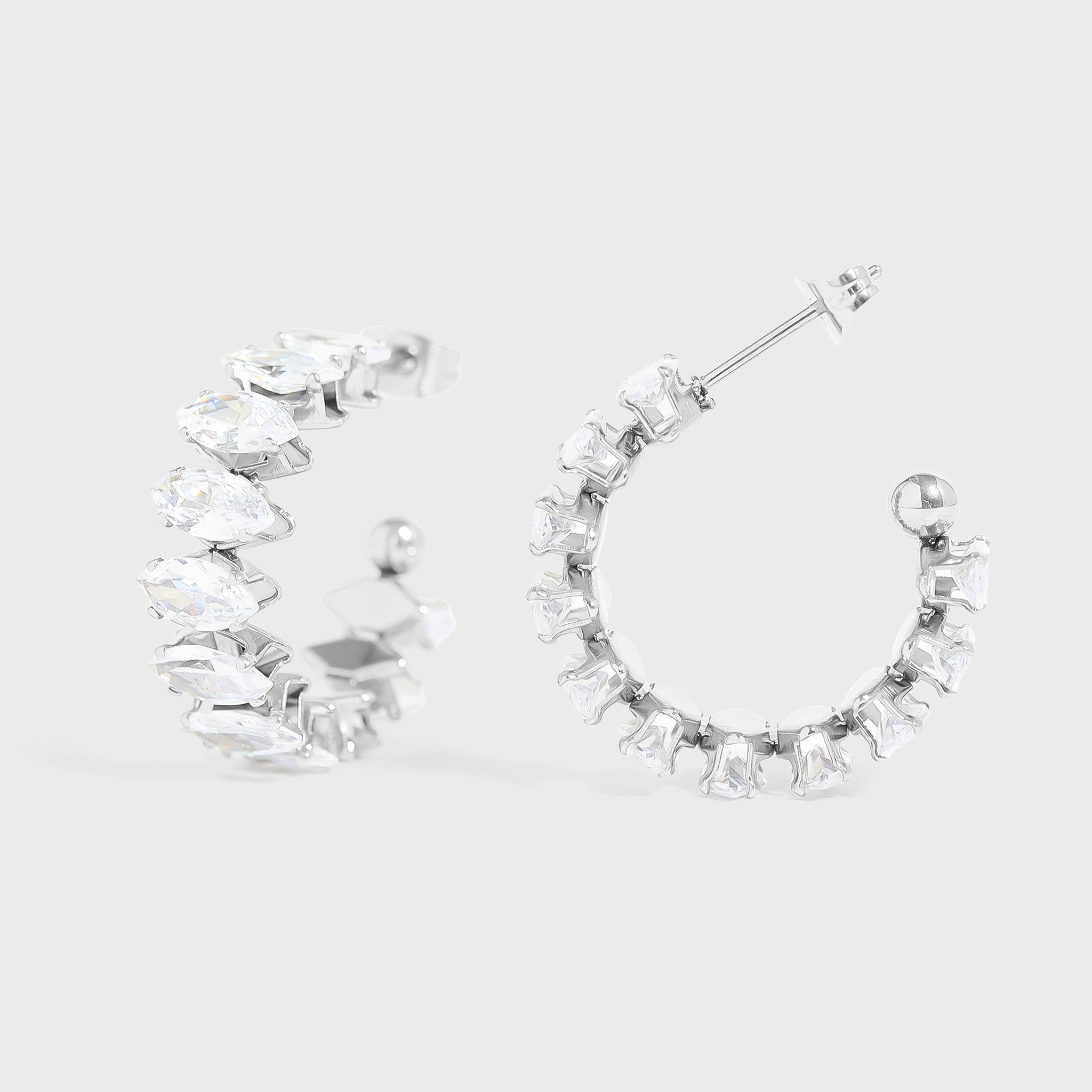 Marquis Stone Hoop Earrings