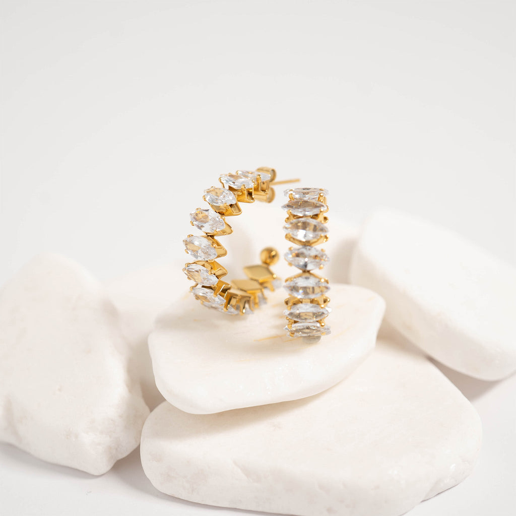 Marquis Stone Hoop Earrings