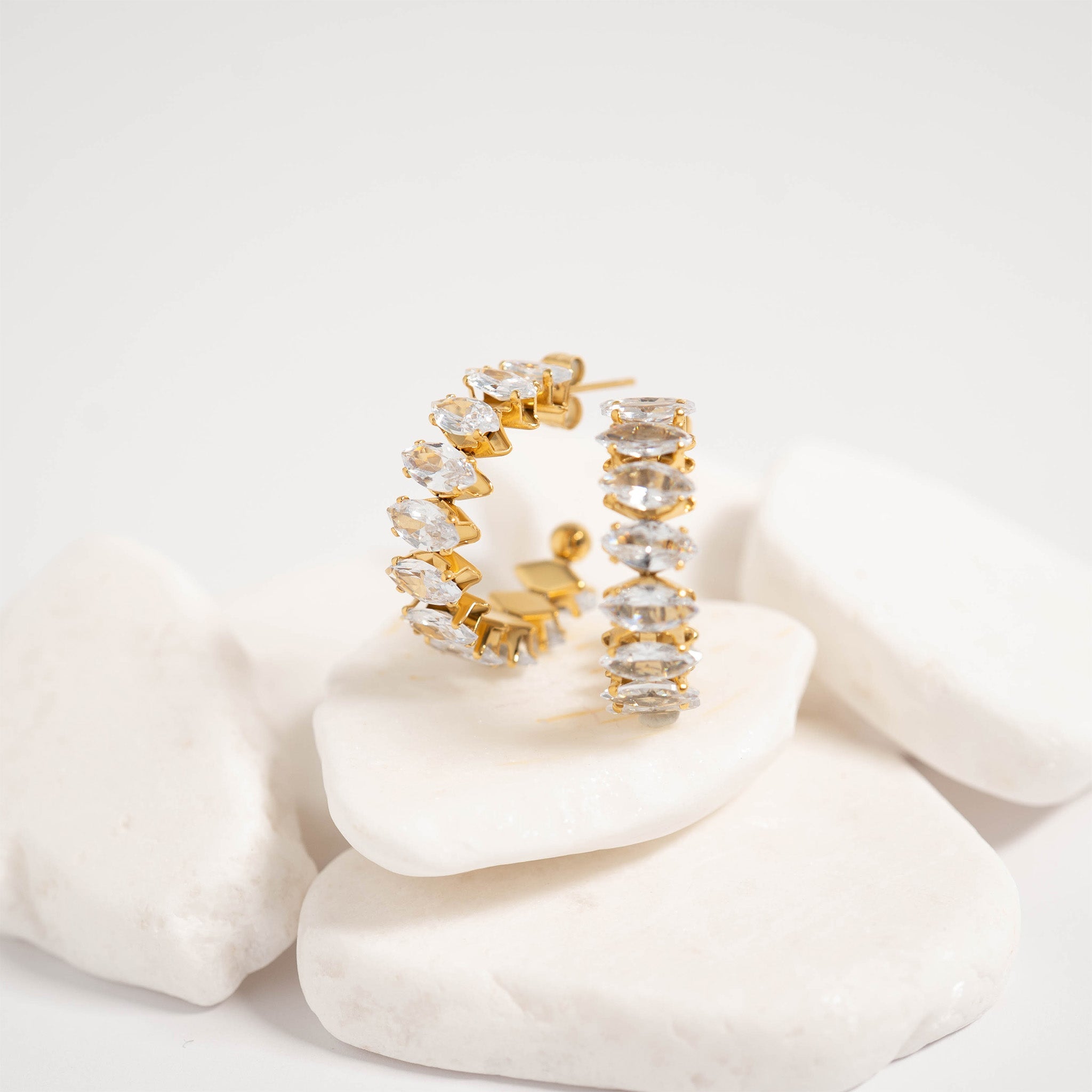 Marquis Stone Hoop Earrings