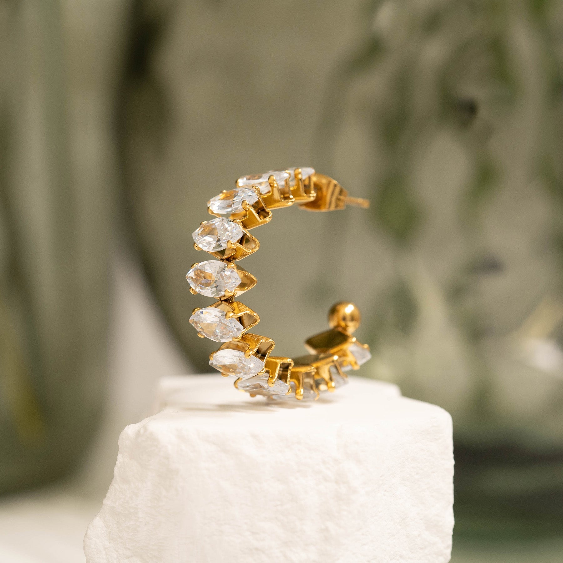 Marquis Stone Hoop Earrings