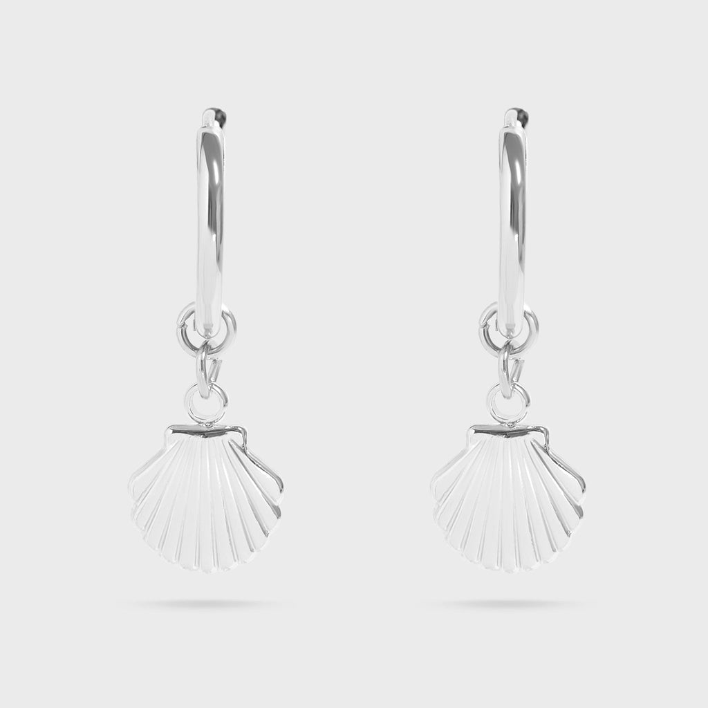 shell charm huggie earrings