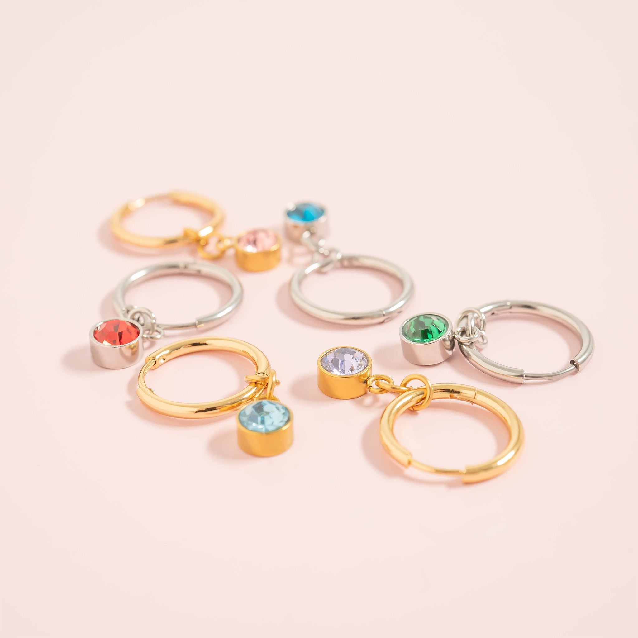 Gold Birthstone Huggie Earrings