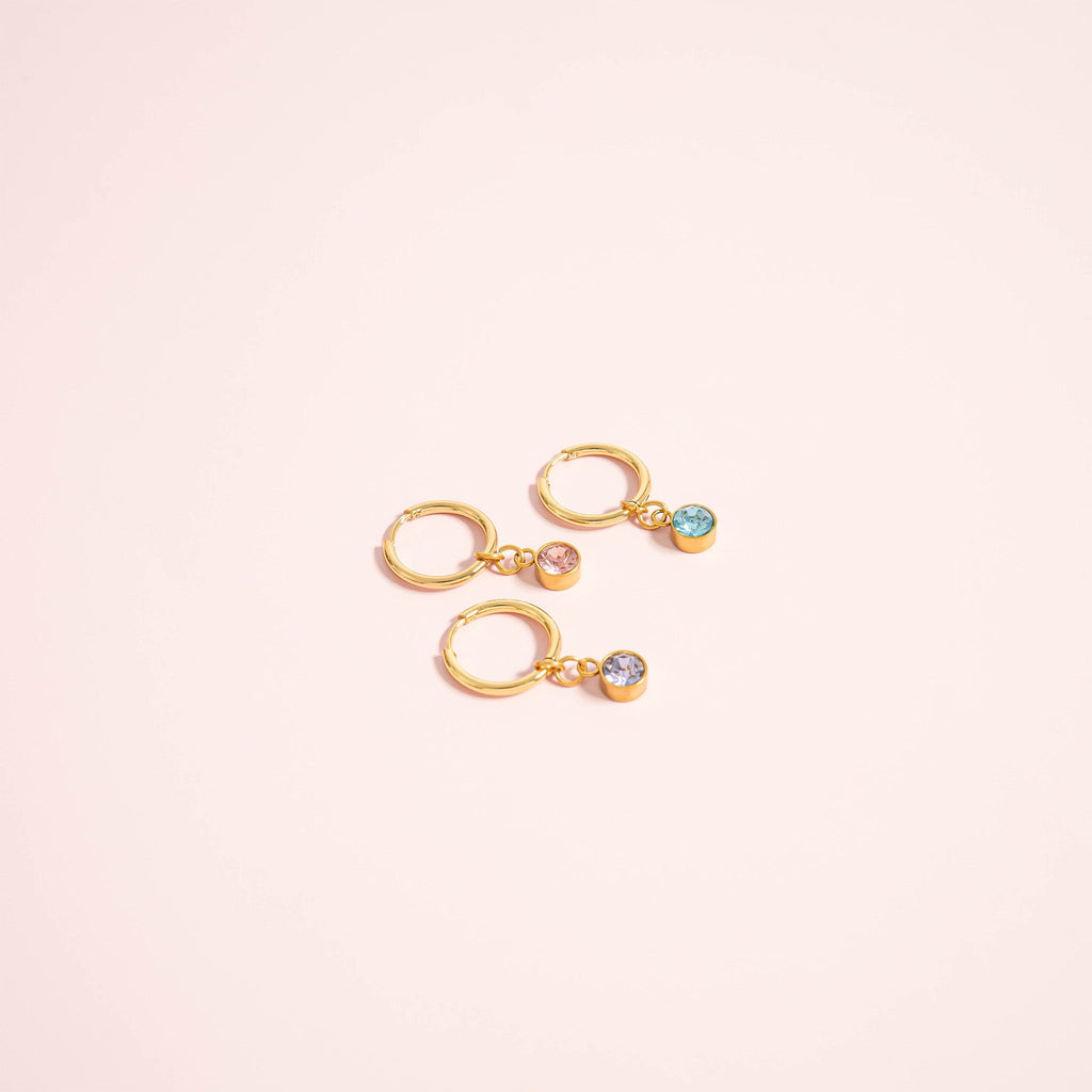 Gold Birthstone Huggie Earrings
